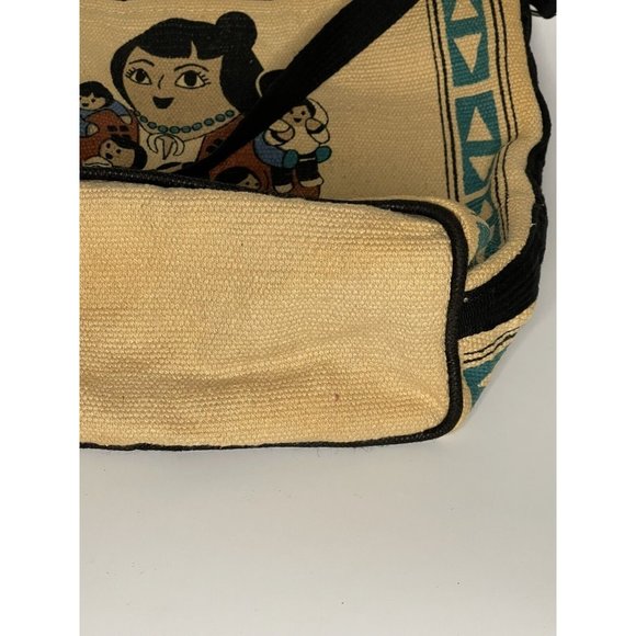 Storyteller Canvas Big Tote Bag Western Southwestern Native Ethnic Zip - Picture 12 of 12